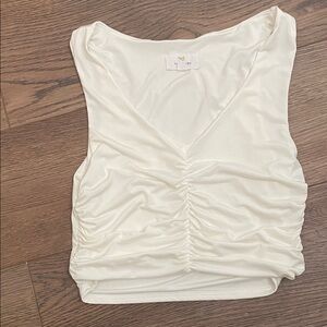 Elegant Cream Ruched Tank Top